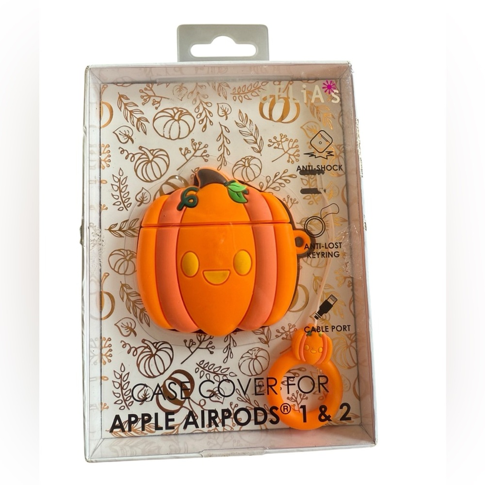 dELiA*s Orange Pumpkin AirPods Case for Generation 1 & 2 AirPods NIB 🧡